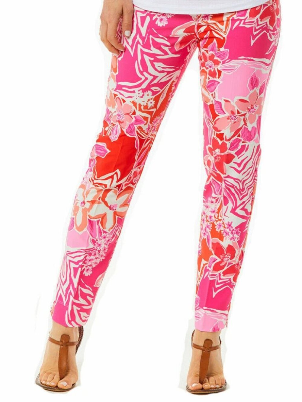 IBKUL Amelia stretch waist pull on skinny print Golf Pants size 8 NWT